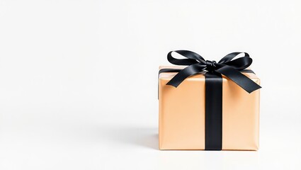 Obraz premium Elegant Black Ribbon Gift, Clear Background Display, Luxury Present