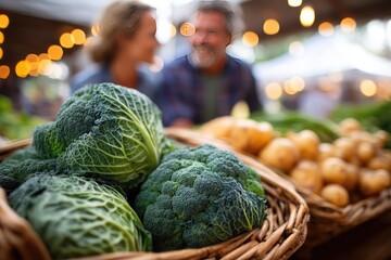 Fresh produce displayed in a market basket.