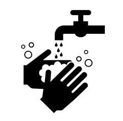 Please Wash Your Hand Black Icon, Vector Illustration, Isolate On White Background Label.EPS10