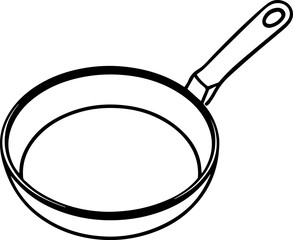 frying pan outline coloring book page line art vector illustration, black outline