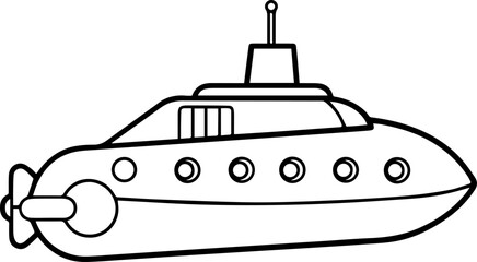 underwater vessel outline vector illustration line art coloring book page