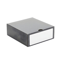 Fototapeta premium Gray box with white label on white