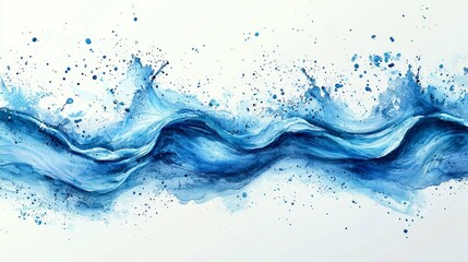 Abstract Ocean Wave Painting: Blue Water Splash Art