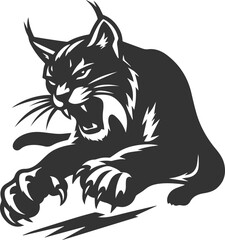 Silhouette of a angry lynx vector