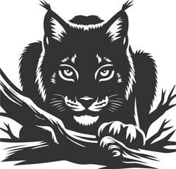 Silhouette of a angry lynx vector