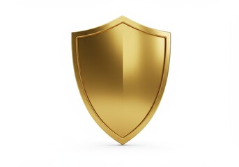 Isolated golden shield on white background, symbol of protection and security