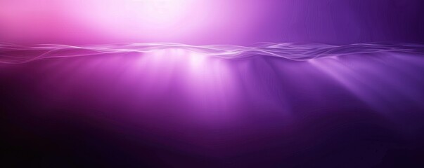 Soft glowing purple and pink light beams shining through smooth abstract waves creating a calm and serene atmosphere