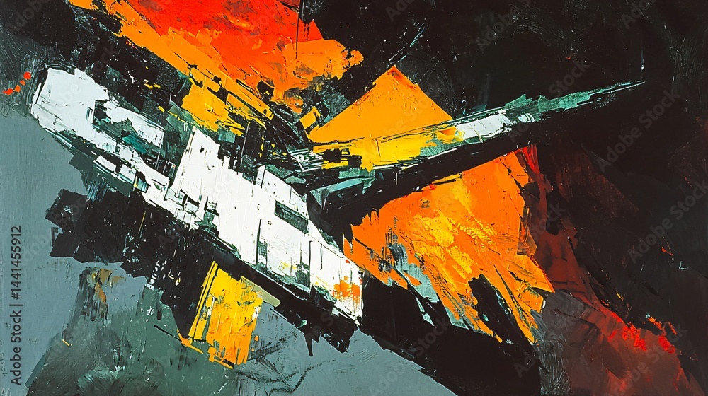 Poster contrasting colors in a dynamic abstract painting creating a unique visual experience for artistic i