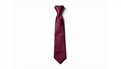 Closeup of maroon necktie isolated on white background, a stylish and professional menswear accessory