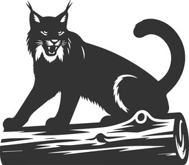 Silhouette of a angry lynx vector