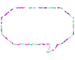 ステンドグラス風吹き出し　三角形模様　細長い八角形