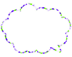 ステンドグラス風吹き出し　三角形模様　丸みのある雲形