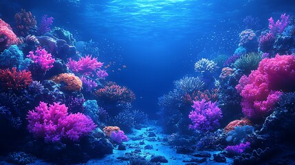 Naklejka premium Exploring Vivid Coral Reef Underwater in Deep Blue Sea