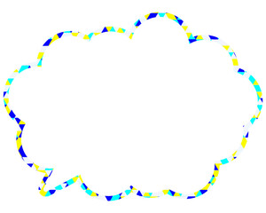 ステンドグラス風吹き出し　三角形模様　丸みのある雲形