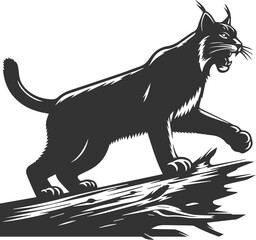 Silhouette of a angry lynx vector