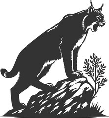 Silhouette of a angry lynx vector