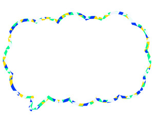 ステンドグラス風吹き出し　三角形模様　細長い雲形