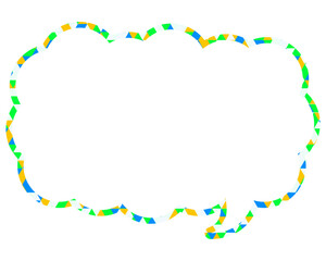 ステンドグラス風吹き出し　三角形模様　細長い雲形