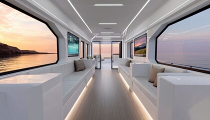 Fototapeta premium Modern interior of a luxury ferry boat.