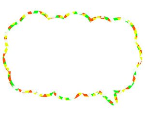 ステンドグラス風吹き出し　三角形模様　細長い雲形