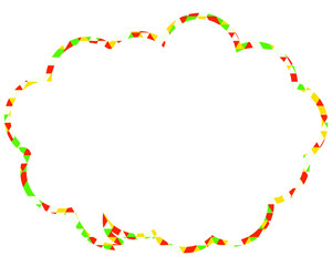 ステンドグラス風吹き出し　三角形模様　丸みのある雲形