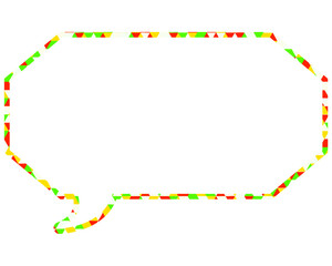 ステンドグラス風吹き出し　三角形模様　細長い八角形