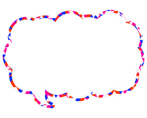 ステンドグラス風吹き出し　三角形模様　細長い雲形