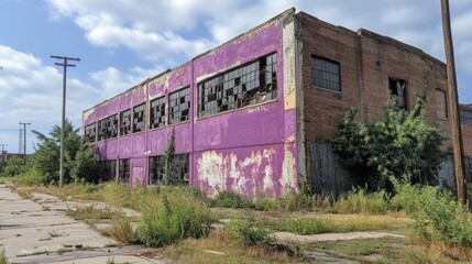 Abandoned Purple Factory in Urban Decay