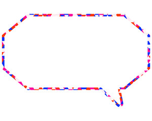 ステンドグラス風吹き出し　三角形模様　細長い八角形