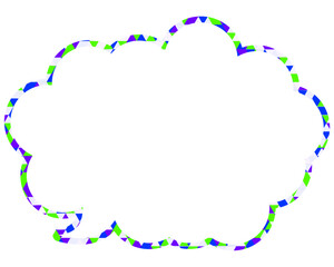 ステンドグラス風吹き出し　三角形模様　丸みのある雲形