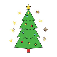 A festive Christmas tree adorned with delicate snowflakes, shimmering lights, and sparkling ornaments, creating a magical winter wonderland ambiance.