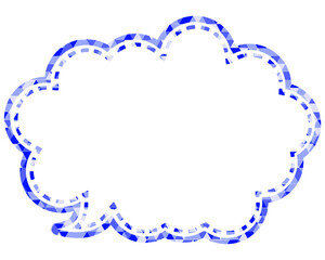 ステンドグラス風吹き出し　三角形模様　丸みのある雲形
