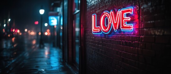 Rainy Night Love Neon Sign Alley