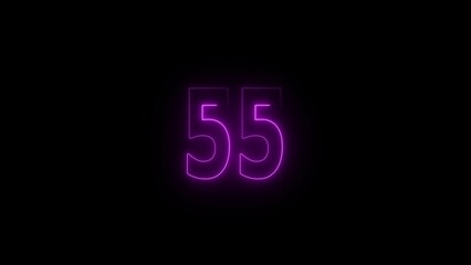 Neon number 55 illustration. purple glowing digit design.