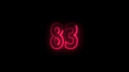 glowing red 83. glowing countdown number illustration.