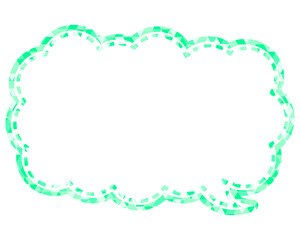 ステンドグラス風吹き出し　三角形模様　細長い雲形