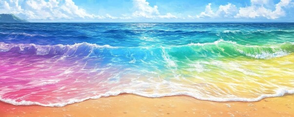 Obraz premium Colorful beach waves on a sunny day.