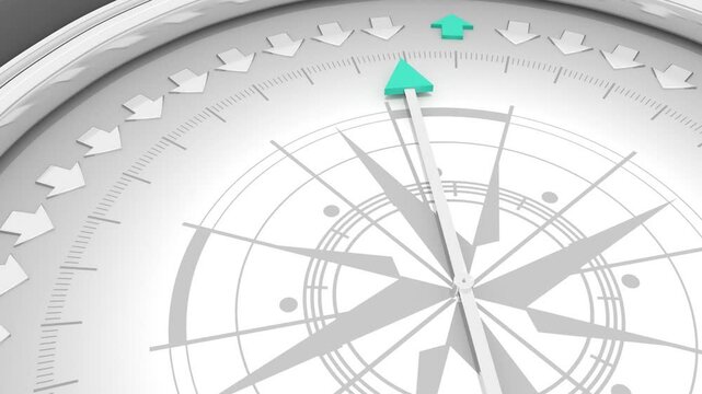 Direction individuality and independent thinking concept as a group of directional arrow with one individual pointing in the opposite way as a business icon for innovative solution. Compass. 3D render