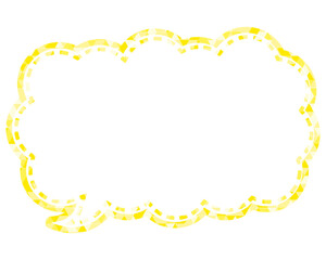 ステンドグラス風吹き出し　三角形模様　細長い雲形