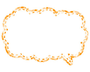 ステンドグラス風吹き出し　三角形模様　細長い雲形