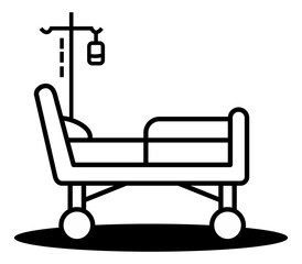Patient Bed in hospital icon vector editable stroke 