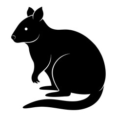 Obraz premium Black silhouette of a quokka, an Australian marsupial, sitting gracefully
