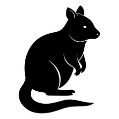 Obraz premium Black silhouette of a quokka, an Australian marsupial, sitting gracefully