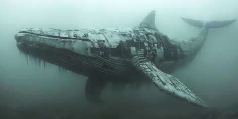 Robotic whale swims in ocean depths; possible climate change visual for environmental awareness