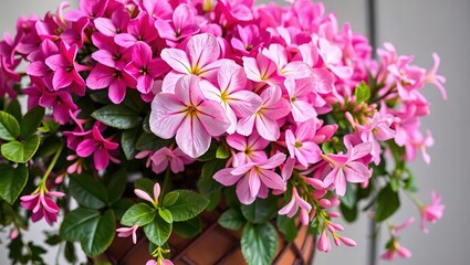 Pink and Cyan Flowers on Trellis Pot - Spring Floral Arrangement