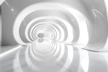 Fototapeta premium Modern, white architectural interior design illustration.