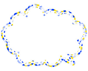 ステンドグラス風吹き出し　三角形模様　丸みのある雲形