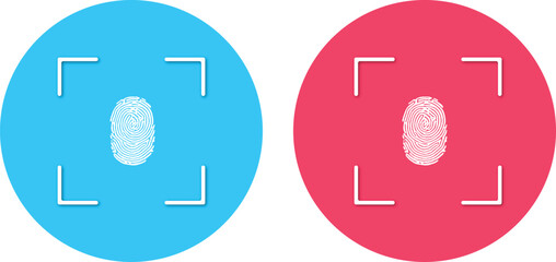 Fingerprint white vector isolated on pink and blue background. Vector eps10