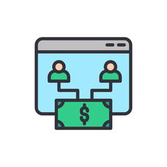 Online crowdfunding colored icons, minimalist vector illustration ,simple transparent graphic element .Isolated on white background