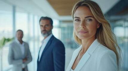 Obraz premium Confident Business Team in Modern Office Setting with Professional Focus